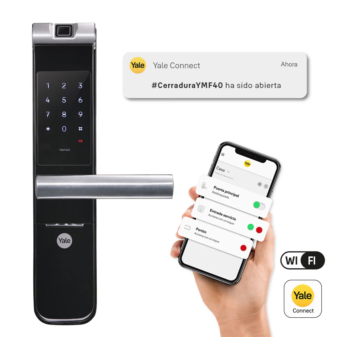 Cerradura digital YMF40 con acceso por huella, clave y llave para mayor seguridad